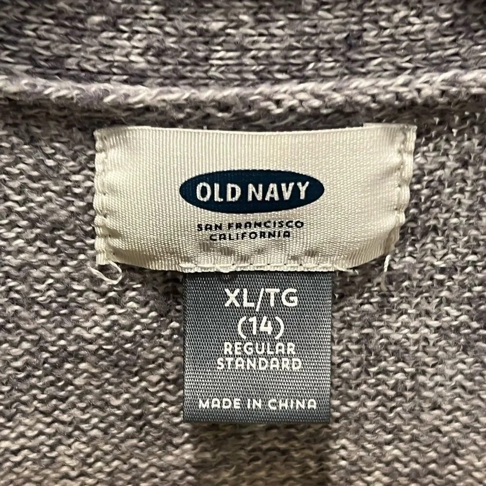 Old Navy grey open front cardigan with pockets girl’s size XL/14‎